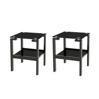 Ebern Designs 2-Piece Black Side Table , 2-Tier Space End Table ,Modern Night Stand, Sofa Table, Side Table With Storage