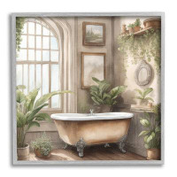Stupell Industries Traditional Bathroom with Plants Framed Giclee Art by Kim Allen