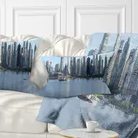 Made in Canada - East Urban Home Cityscape Photo Vancouver BC Skyline Panorama Lumbar Pillow