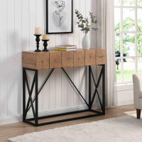 17 Stories 43.31'' Luxury Wood Sofa Table, Industrial Console Table For Entryway, Hallway Tables With Two Drawers For Li