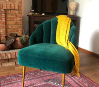 Mid Century Velvet Sofa Couch Accent Living Room Lounge Arm Chair Teal Green