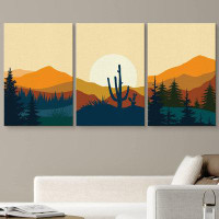 IDEA4WALL Southwest Desert Plant Mountain Landscape Nature Digital Modern Art Rustic Landscape