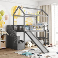 Harper Orchard Grey Twin Loft Bed With Two Drawers And Slide