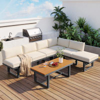 Red Barrel Studio 3-Piece Modern Multi-Functional Outdoor Sectional Sofa Set With Height-Adjustable Seating And Coffee T