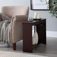 Naomi Home Sled Table with Charging Station Narrow Side Table Nightstand, Bedside Table, End Table