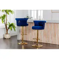 House of Hampton Swivel Bar Stools Set Of 2 Adjustable Counter Height Chairs With Footrest For Kitchen