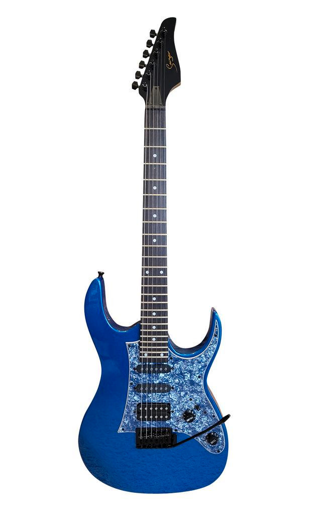 Demo Video! HSS Strat 24 Frets Full size for Beginners or Intermediate players Blue in Guitars