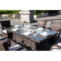 Winston Porter Kamryn Rectangular 6 - Person 71'' Long Fire Pit Table Dining Set With Cushions