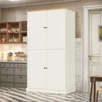 Hokku Designs High Kitchen Pantry With 2 Drawers, 2 Adjustable Shelves And 8 Door Shelves