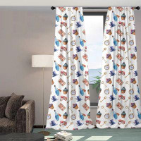 Winston Porter Window Treatments 2 Panel Set For Living Room Bedroom, With Rod Pocket, Blue Red