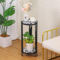 Arlmont & Co. 2 Tiers Plant Stand with Terrazzo Top