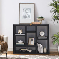 Latitude Run® Open Wooden Shelf Bookcase Freestanding Display Cabinet