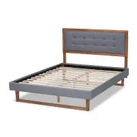 Wildon Home® Lefancy Soz Modern Transitional Dark Grey & Ash Walnut Brown Wood Full Size Platform Bed