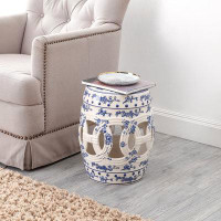 Jonathan Y Brasstown Lucky Coins Chinese Ceramic Garden Stool