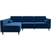 Mercer41 Erendira Sectional Sofa (Midnight Blue) Left Chaise