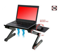 NEW LAPTOP STAND & COOLING FAN ALUMINUM LAP TRAY 720168