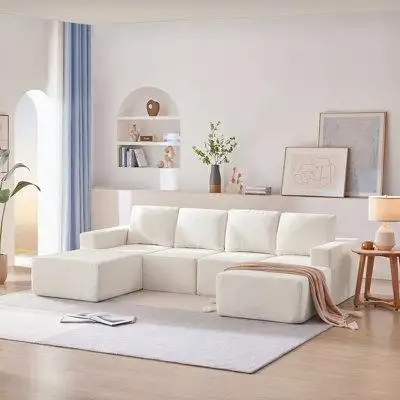 Latitude Run® Luxury Chenille Floor Couch Set,Upholstered Indoor Furniture,Foam-Filled Sleeper Sofa Bed