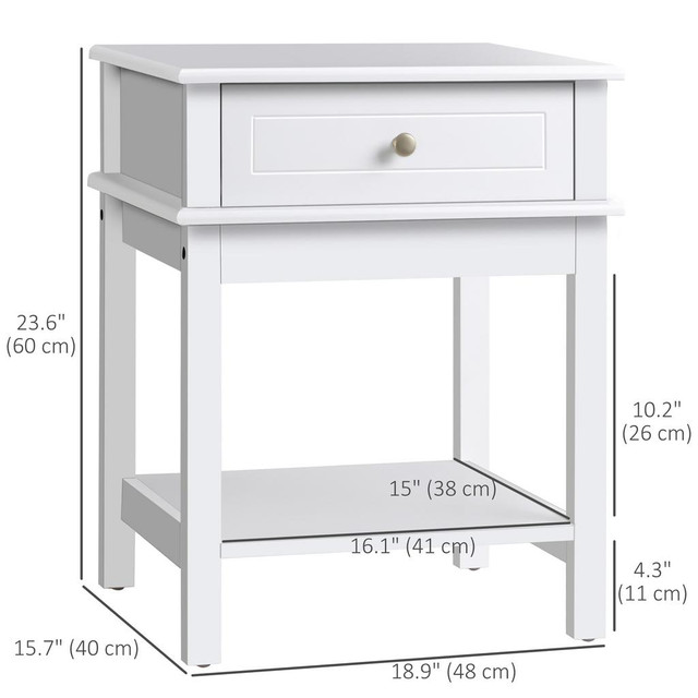Nightstand 19''x15.75''x23.5'' White in Beds & Mattresses - Image 3