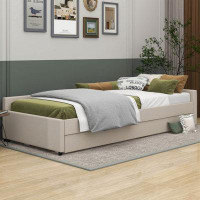 Wildon Home® Upholstered Platform Bed with USB and Twin Size Trundle