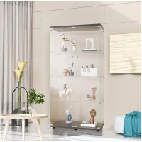 Brayden Studio Floor Standing Glass Display Cabinet With 4 Shelves