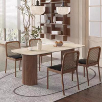 POT HALL 4 - Person Rectangular Sintered Stone Tabletop Dining Table Set