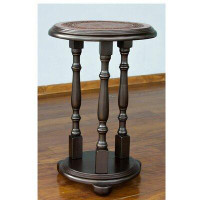 Canora Grey Tuscarawas Pedestal Mohena Wood and Leather End Table