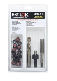 E-Z LOK Threaded Inserts For Metal; Installation Kit; Carbon Steel; Includes 3/8-16 Thin Wall inserts, drill, tap, insta