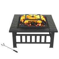 Winston Porter Benjy 17.32" H x 32.28" W Iron Wood Burning Outdoor Fire Pit with Lid