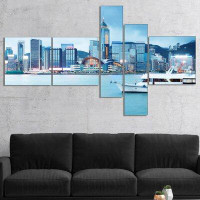 East Urban Home 'Hong Kong City at Night' Photographic Print Multi-Piece Image on Canvas