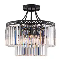 SIMPOL HOME Modern Crystal Chandeliers, 20.5" Round Crystals Chandelier, Luxury Ceiling Light Fixture, Crystal Pendant L