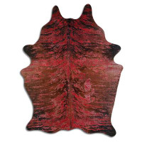Foundry Select ACID WASHED HAIR ON Cowhide RUG DISTRESSED BRINDLE CROC RED 2 - 3 M GRADE A