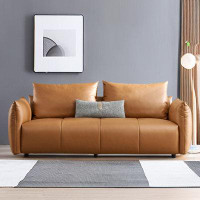 PULOSK 85.83" Brown 100% Polyester Modular Sofa cushion couch