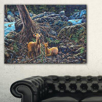Made in Canada - Design Art Deer in Forest - Print on Canvas