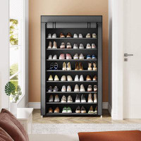 Rebrilliant 10 Tier Shoes Rack Organizer With Cover