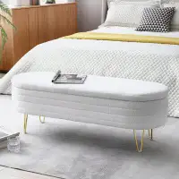 Mercer41 46.9" Width Oval Storage Bench With Gold Legs