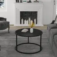 Latitude Run® 27.6Inch Small Round Glass Coffee Table Faux Marble