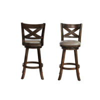 Wildon Home® 2Pc Beautiful Elegant Upholstered Swivel Chair Bar Stool