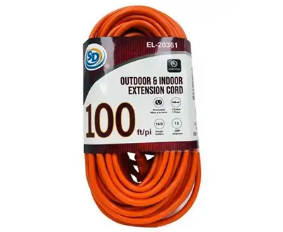The same outdoor and indoor 100-foot extension cord sells for $79.99 at this Big Box store! Perfect...
