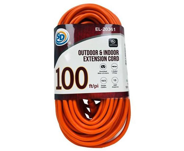 Outdoor and Indoor 100-Foot Outdoor Extension Cord in Cables & Connectors