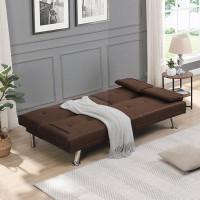Ebern Designs Sofa Bed with Armrest two holders WOOD FRAME