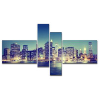 East Urban Home 'New York City Evening Panorama' Photographic Print Multi-Piece Image on Canvas