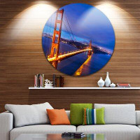 Made in Canada - Design Art 'Golden Gate in Blue Background' Photographic Print on Metal