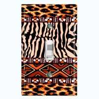 WorldAcc Metal Light Switch Plate Outlet Cover (Safari Pattern African Tribal Cheetah Leopard   - Single Toggle)