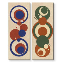 IDEA4WALL Red Blue Green Mid-Century Colour Block Abstract Shapes Illustrations Modern Art Decor Bohemian