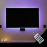 LED TV BACKLIGHT LIGHTNING KIT FOR HDTV WITH REMOTE CONTROL, USB POWERED RGB MULTI COLOR LED LIGHT