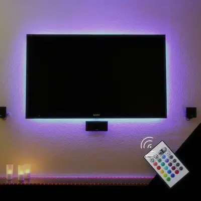 LED TV BACKLIGHT LIGHTNING KIT FOR HDTV WITH REMOTE CONTROL, USB POWERED RGB MULTI COLOR LED LIGHT