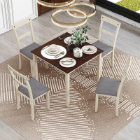 Audiohome 5 Piece Dining Table Set Industrial Wooden Kitchen Table And 4 Chairs For Dining Room