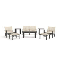 Winston Jasper Loveseat, Lounge Chair and Side Table 8 Piece Rattan Seating Group
