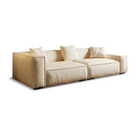 MABOLUS 102.36" White Genuine Leather Modular Sofa cushion couch