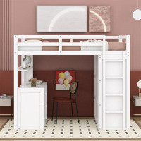 Harriet Bee Twin Size Loft Bed With Drawers,Desk,And Wardrobe